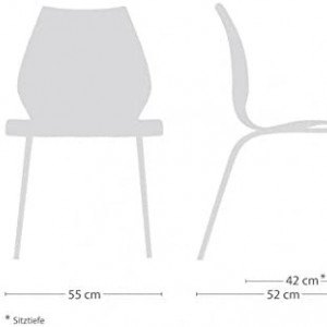 Set de 2 scaune stivuibile Maui Kartell, polipropilena/metal, alb/argintiu, 55 x 44 x 77 cm - Img 2
