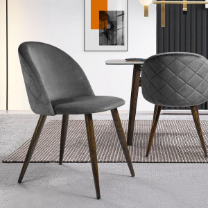 Set de 2 scaune tapitate Abel, gri/maro, 77,5 x 49 x 53 cm - Img 4