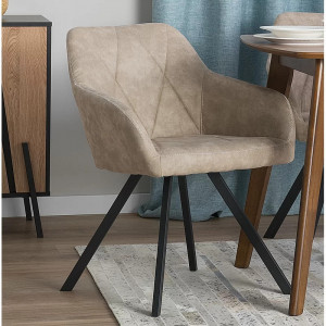 Set de 2 scaune tapitate Ebeling, metal/textil, bej/negru, 48 x 50 x 78 cm