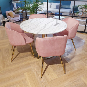 Set de 2 scaune tapitate Gary, roz/auriu, 83 x 55 x 54 cm - Img 3