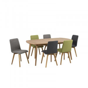 Set de 2 scaune tapitate Hanna, textil/lemn masiv, antracit/natur, 90 x 42 x 43 cm