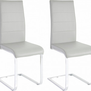 Set de 2 scaune tapitate Josy - piele sintetica - gri/metal - Img 1
