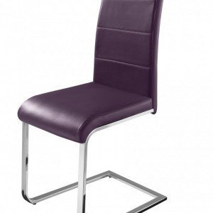 Set de 2 scaune tapitate Josy piele sintetica/metal, mov/argintiu, 42 x 44 x 103 cm - Img 6