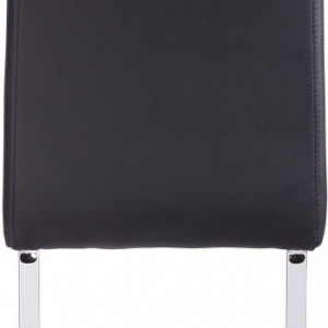 Set de 2 scaune tapitate Josy piele sintetica/metal, negru/argintiu, 42 x 44 x 103 cm - Img 3
