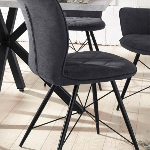 Set de 2 scaune Viola, textil, antracit, 47x62x90 cm - Img 8