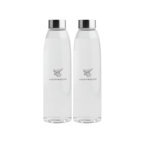 Set de 2 sticle pentru apa Luckymoose, transparent/argintiu, 25 x 7 cm - Img 1
