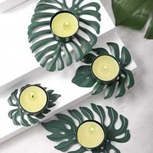 Set de 2 suporturi decorative pentru lumanari Hosoncovy, metal, verde, 12,3 / 8 cm 