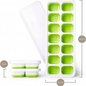 Set de 2 tavi pentru cuburi de gheata iFancy, polipropilena, alb/verde, 25 x 10 x 3 cm - Img 7