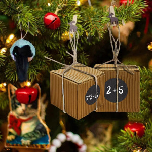 Set de 24 cutii cu autocolante  si etichete pentru calendar de advent de Craciun Hook, hartie, maro/negru, 7 x 7 cm 