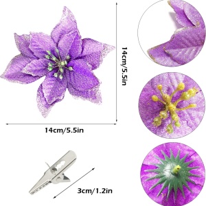 Set de 36 flori pentru bradul de Craciun OnlyGay, textil, multicolor, 14 x 14 cm