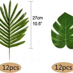 Set de 24 frunze tropicale KUUQA, plastic/poliester, verde, 20/40 cm