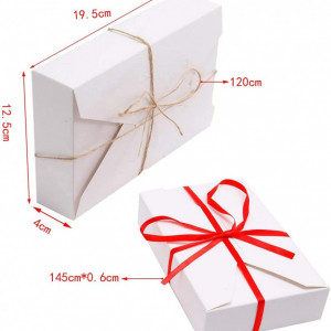 Set de 25 de cutii pentru cadouri cu panglica SurePromise, hartie/textil, alb/rosu/brun, 19, 5 x 12,5 x 4 cm - Img 4