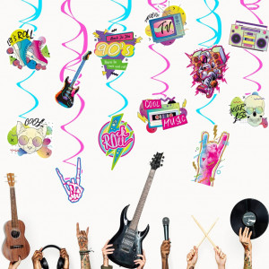 Set de 25 decoratiuni stil rock din anii '90 NUWIQ, hartie/PVC, multicolor, 70 cm - Img 5