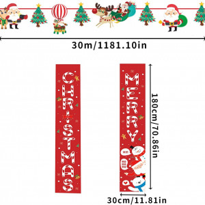 Set de 3 bannere pentru Craciun KOIROI, textil/hartie, multicolor, 180 x 30 cm / 300 cm - Img 5