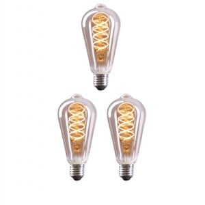 Set de 3 becuri Crown, LED, metal/sticla, E27, 6 x 14 cm, 5W