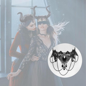 Set de 3 bentite Queen Horns Headpiece de Halloween, plastic, negru,
