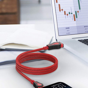 Set de 3 cabluri USB C JianHan, cupru/nailon, rosu/negru, 1/1,5 m - Img 2