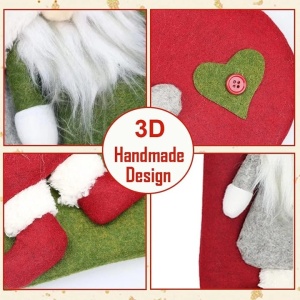 Set de 3 ciorapi pentru Craciun Kweida, textil, verde/rosu/gri, 49 x 23 cm - Img 2