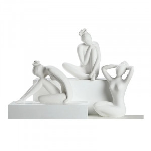 Set de 3 figurine Denoila, ceramica, alb, 23 x 23 x 8 cm
