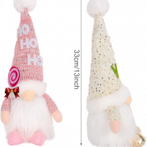 Set de 3 gnomi pentru Craciun FengRise, LED, textil, multicolor, 9 x 33 cm - Img 3