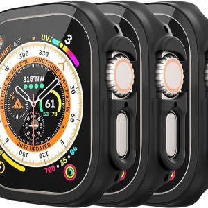 Set de 3 huse Mugust, compatibile cu Apple Watch Ultra 49 mm, negru