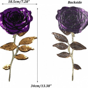 Set de 3 patch-uri de trandafiri Gewene, paiete, multicolor, 18.5 x 34 cm - Img 3