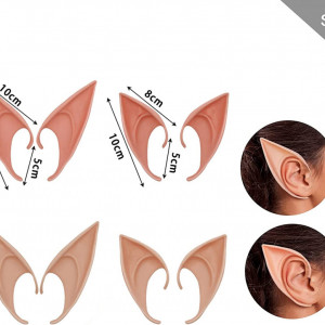 Set de 3 perechi urechi de elf OUQIWEN,latex, verde/roz/roz deschis, 10 x 12 x 5 cm / 8 x 10 x 5 cm - Img 7