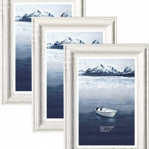 Set de 3 rame foto Metrekey, MDF/sticla, alb, 13,1 x 18,2 cm