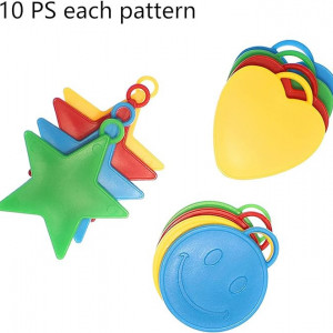 Set de 30 greutati pentru baloane cu heliu, Hyxodjy, plastic, multicolor, 6.3/5.8/5.5 cm