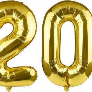 Set de 4 baloane MIAHART, cifra 2022, folie, auriu, 102 cm