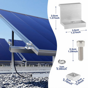 Set de 4 cleme pentru panou solar VABNEER, aluminiu, argintiu, 35 x 35 mm - Img 4