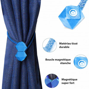 Set de 4 curele magnetice pentru perdele Hohaoo, metal/poliester, albastru deschis, 45 cm - Img 6