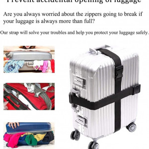 Set de 4 curele pentru bagaje Ropniik, nailon, negru, 150 cm x 25 mm - Img 4