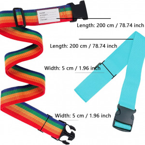 Set de 4 curele pentru troler Zeaying, poliester/plastic, multicolor, 200 x 5 cm - Img 3