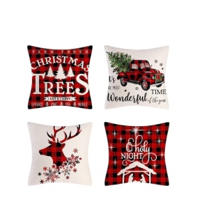 Set de 4 fete de perna pentru Craciun QETRABONE, multicolor, bumbac, 45 x 45 cm