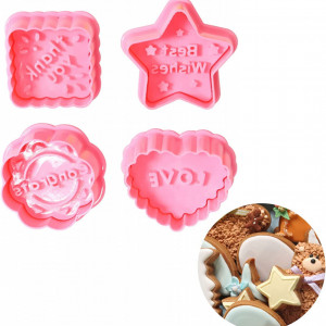 Set de 4 forme de prajituri Bavooty, plastic, roz - Img 1
