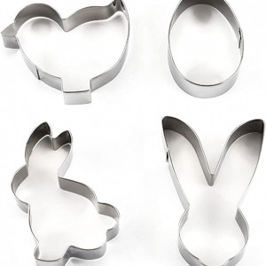 Set de 4 forme pentru prajituri HEIGOO, model Paste, otel inoxidabil, argintiu