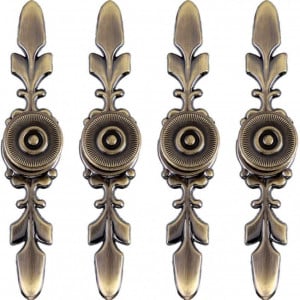 Set de 4 manere sertare/dulapuri CHIFOOM, metal, bronz, 121 x 22,3 x 18,3 mm - Img 1