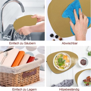 Set de 4 naproane si 4 suporturi pentru pahare Caliyo, PVC, roz pal/auriu