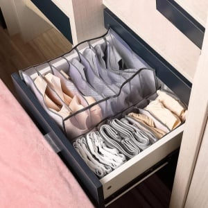 Set de 4 organizatoare pentru haine Yxhzvon, nailon, gri, 36 x 25 x 5 cm / 36 x 17 x 5 cm 