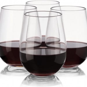 Set de 4 pahare de vin Wisolt, plastic, transparent, 450 ml, 8,5 x 11,5 x 9,5 cm - Img 1