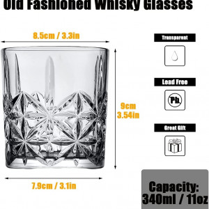 Set de 4 pahare pentru whisky SkySnow, sticla, transparent, 8,5 x 9 cm, 340 ml - Img 5
