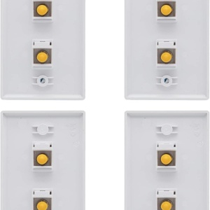 Set de 4 panouri cu 2 porturi pentru fibra optica cu adaptor FC SMF/MMF 10Gtek, plastic, alb/galben, 115 x 70 mm