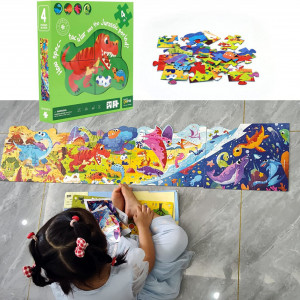 Set de 4 puzzle-uri cu dinozauri/printese PMGEKLP, 73 piese, carton, multicolor - Img 7
