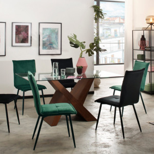 Set de 4 scaune Donna Meila, catifea /metal, negru, 59x48x93 cm - Img 2