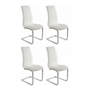 Set de 4 scaune LOLA din piele sintetica/metal, alb/argintiu, 52 x 54 x 101 cm - Img 1