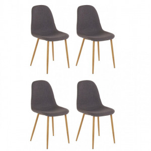 Set de 4 scaune Miller, tesatura/metal/decor stejar, antracit, 44x52x87 cm - Img 1