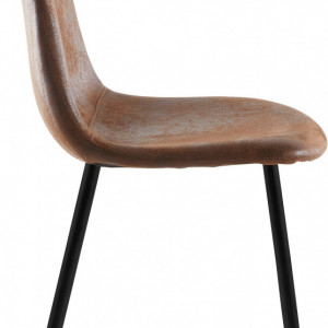 Set de 4 scaune Miller, tesatura/metal/decor stejar, maro antichizat, 44x52x87 cm - Img 5