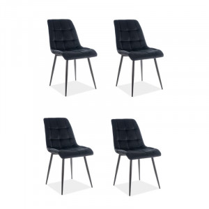 Set de 4 scaune Reidsville, tapitate, negru, 89 x 51 x 44 cm