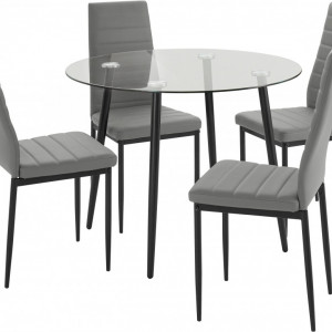 Set de 4 scaune Sandy gri/negru - Img 4